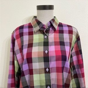 Foxcroft  Womens Wrinkle Free Plaid Sherbert Blouse. Size 14